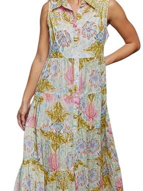 POL L Sleeveless Floral Tiered Maxi Dress in Pastel Multi